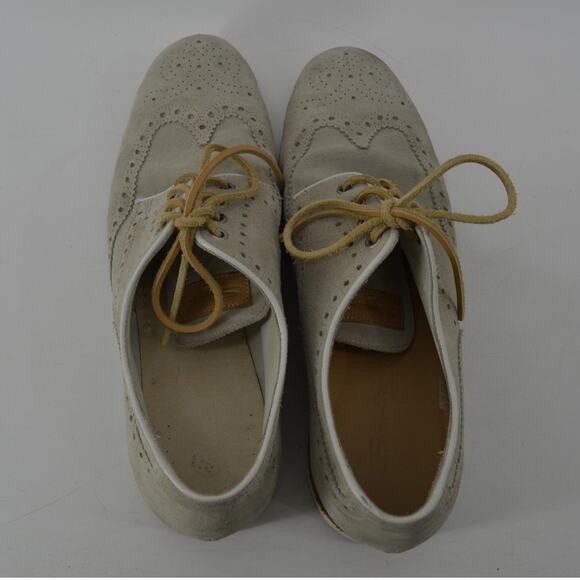 Santoni Wingtip Men's Size 10.5 Oxford Lace Up Preppy Beige - Picture 10 of 16